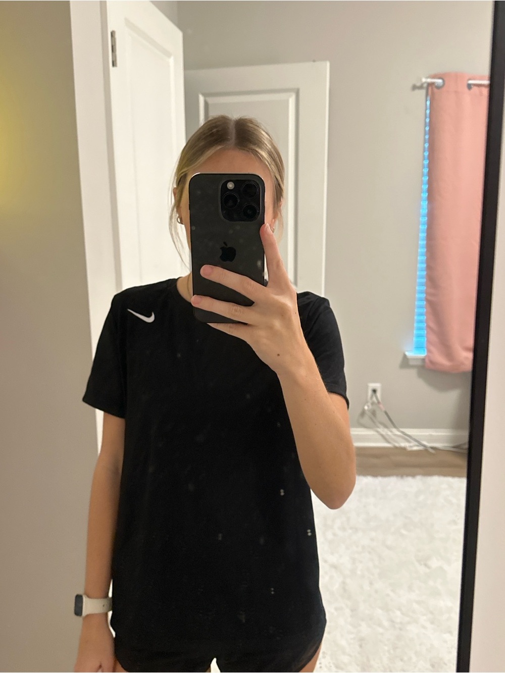 Nike Women's Black Short Sleeve Tee with White Swoosh